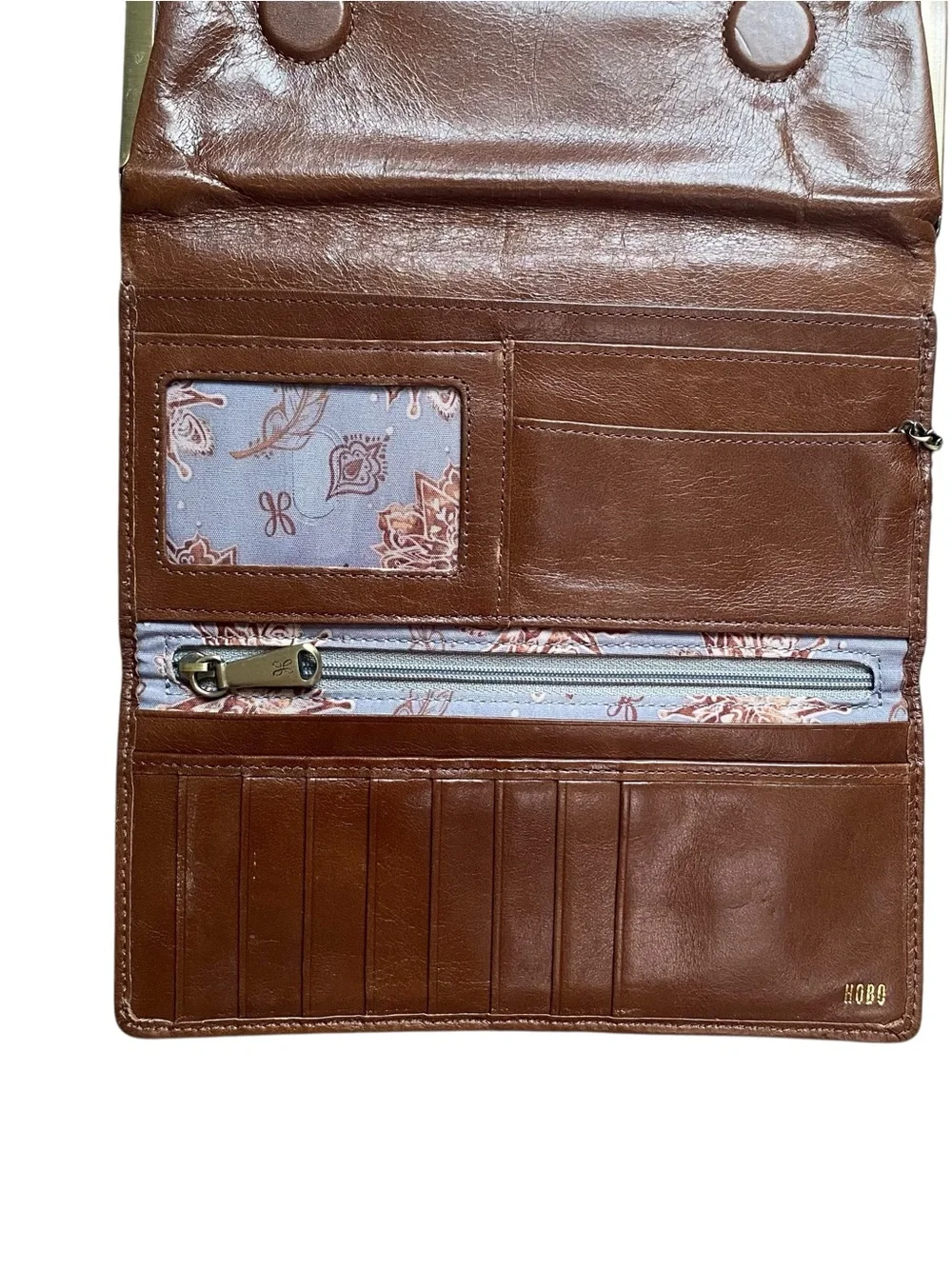 HOBO Brown Leather Magnetic Wallet Cluch